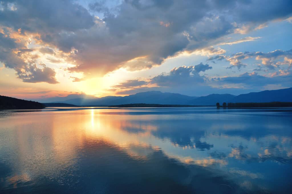 sunset on lake
